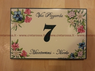 cod.art: nc10 - Mattonella in ceramica cm 20x30 con fiori e scritta personalizzata. 